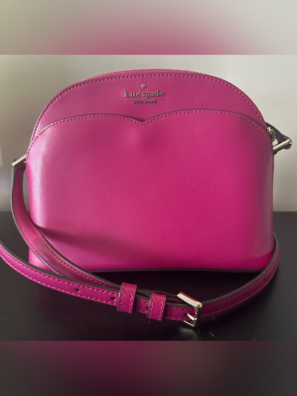 Kate Spade Payton Dome Crossbody WKRU7085 Deep Magenta Saffiano
